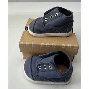 TOMS Paseo Mid Navy Canvas Tiny Shoes Toddler Size 4C New